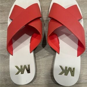 Michael Kors Coral Leather Slide Sandals | Size 7.5